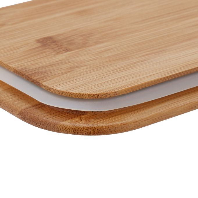 Rectangular Glass Baking Tray with Bamboo Lid | Oven Safe Storage & Serving Dish