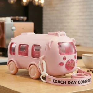 Bus Shape Bottle Mug – Creative Cartoon Travel Cup with Lid | Kids School Water Bottle & Coffee Mug