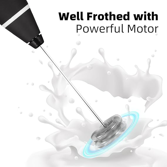 Electric Milk Coffee Frother – Handheld Foamer Whisk Mixer