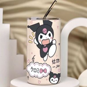 Cartoon Straw Mug “HEY” – Cute Insulated Cup with Lid & Straw | Kids & Girls Hot & Cold Drink Tumbler