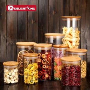 Glass Storage Jar with 304 Stainless Steel Lid for Kitchen Storage Glass Jars with Lid Kitchen Accessories