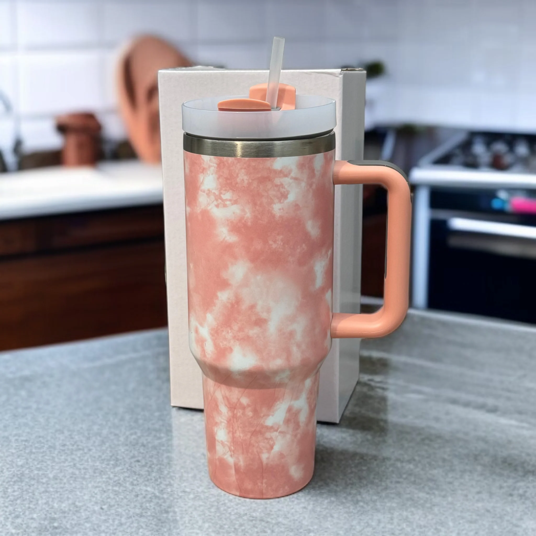 Orange Tumbler Mug – Insulated Travel Drink Cup
