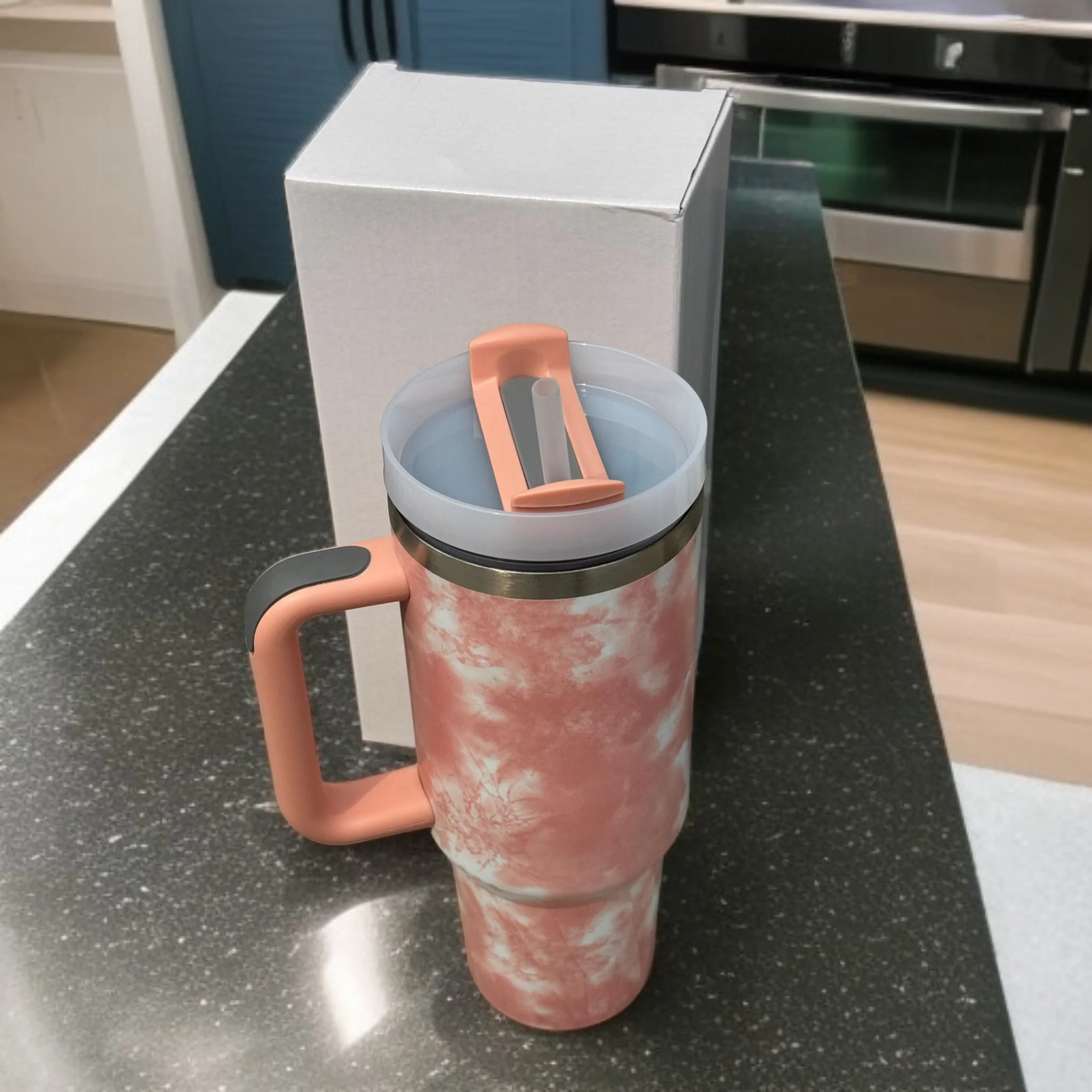 Orange Tumbler Mug – Insulated Travel Drink Cup