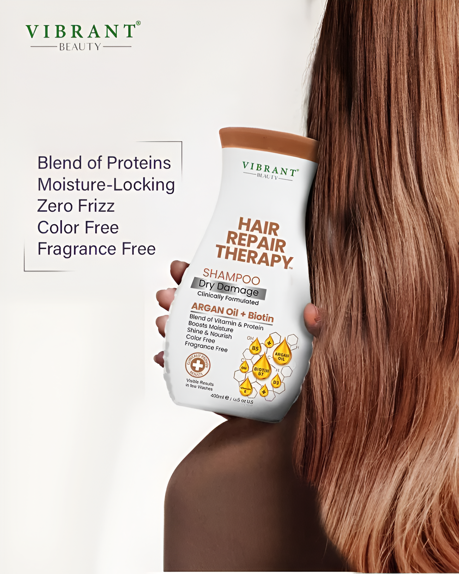 Vibrant Beauty Hair Repair Therapy Shampoo Dry Damage (Argan Oil + Biotin) (400ml)