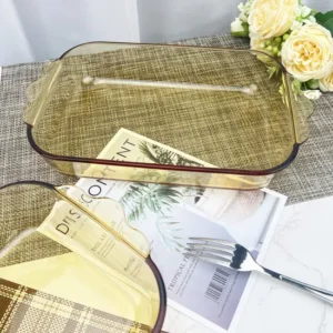 Premium Rectangle Amber Glass Dish – Heat Resistant Serving & Baking Dish for Kitchen