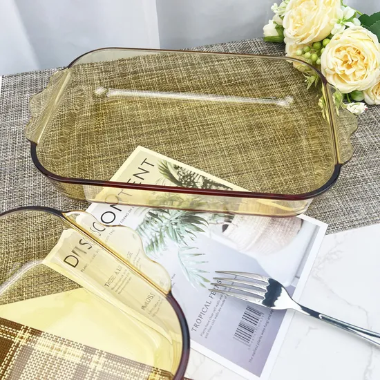 Premium Rectangle Amber Glass Dish – Heat Resistant Serving & Baking Dish for Kitchen
