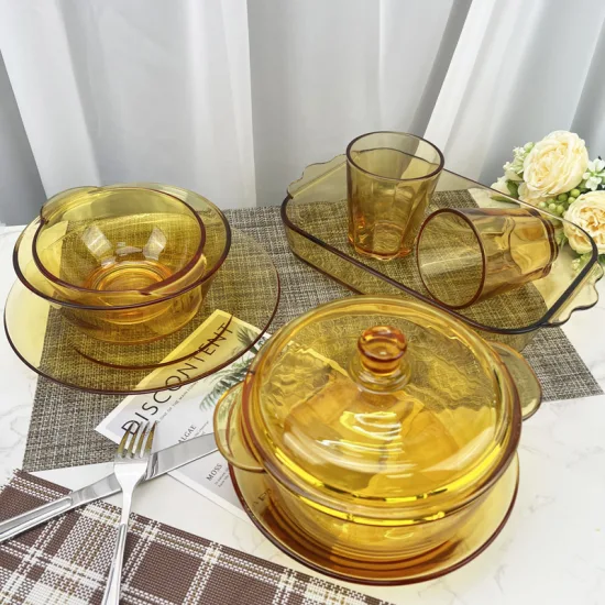 Premium Rectangle Amber Glass Dish – Heat Resistant Serving & Baking Dish for Kitchen