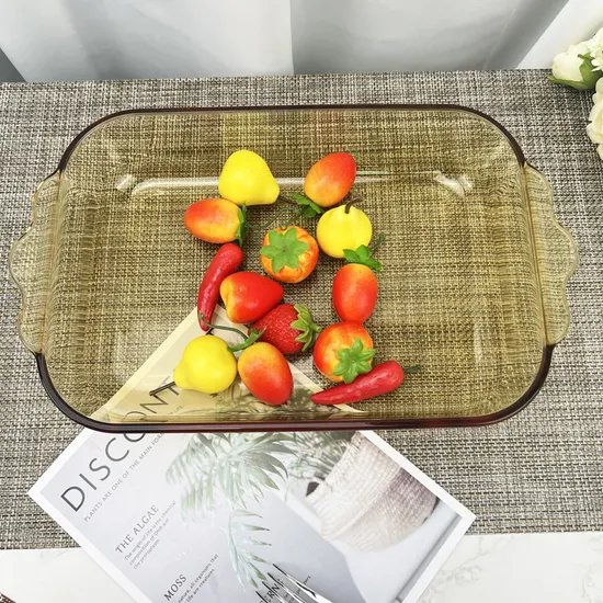 Premium Rectangle Amber Glass Dish – Heat Resistant Serving & Baking Dish for Kitchen