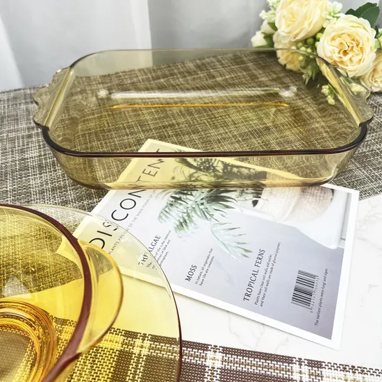 Premium Rectangle Amber Glass Dish – Heat Resistant Serving & Baking Dish for Kitchen