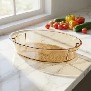 Sienna Glow High Borosilicate Amber Glass Oval Baker