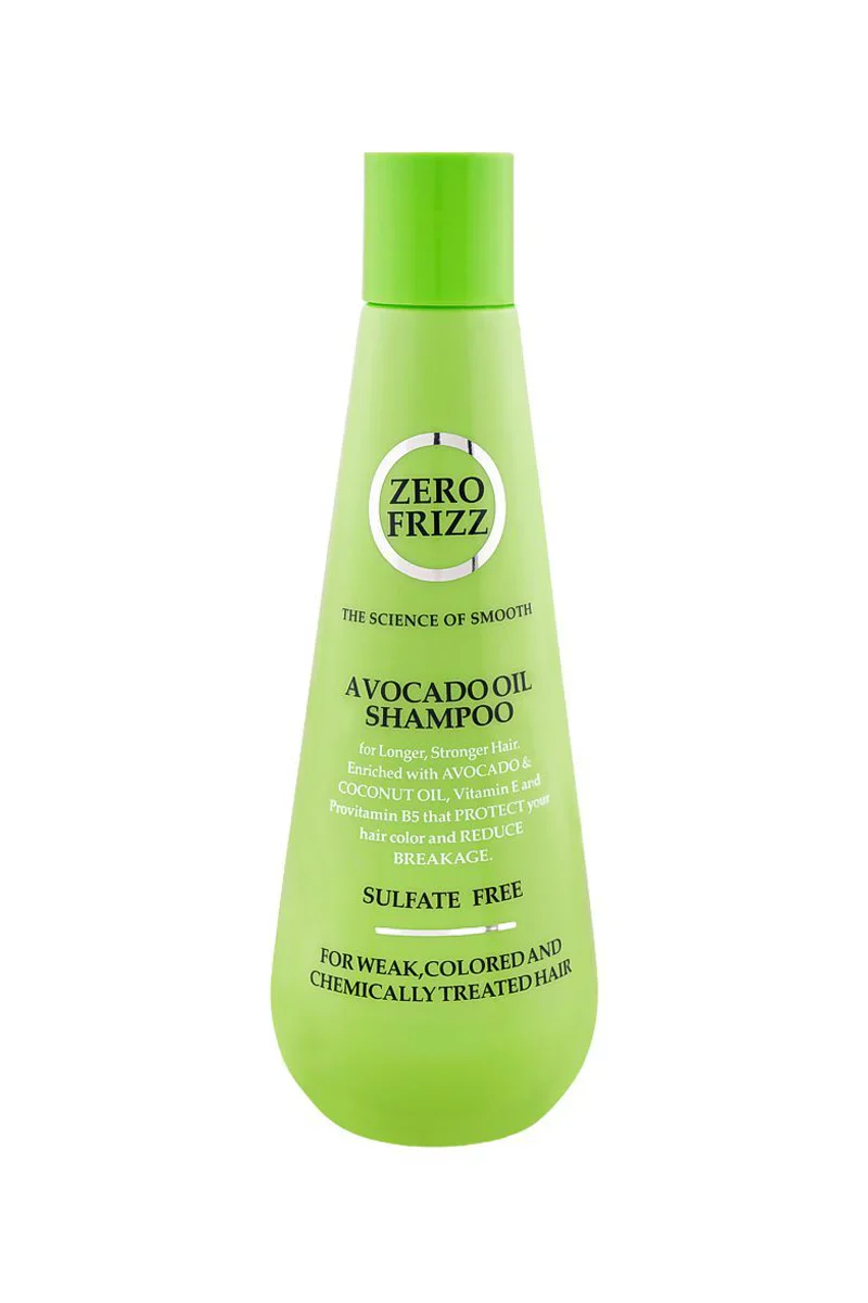 Zero Frizz Avocado Oil Shampoo, Sulfate Free, For Weak & Chemically Treated Hair, 355ml