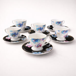 Elegant Round 6 Pcs Cup & Saucer Set – Premium Tea & Coffee Cups Set for Home, Office & Guests