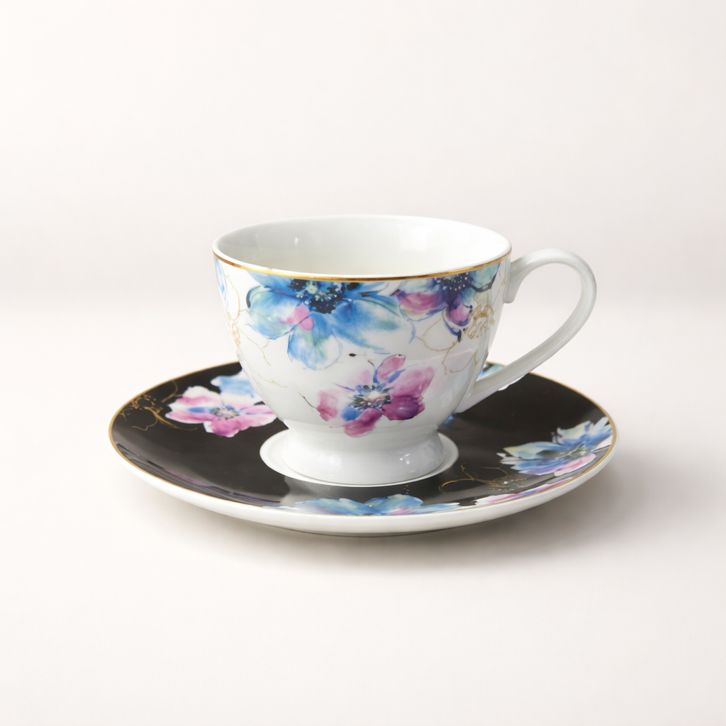 Elegant Round 6 Pcs Cup & Saucer Set – Premium Tea & Coffee Cups Set for Home, Office & Guests