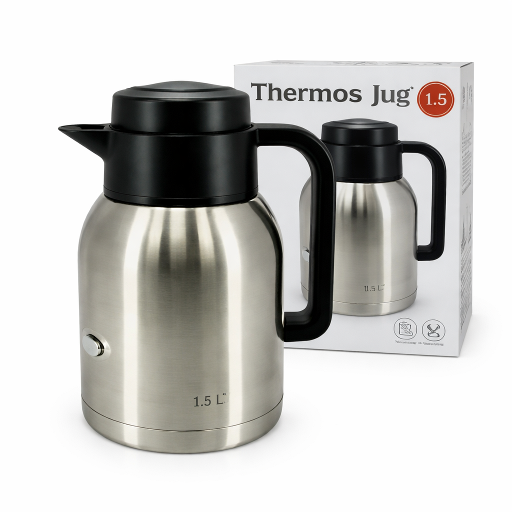 Premium Stainless Steel Vacuum Jug 1.5L – Regal Insulated Hot & Cold Thermos Flask (TSC 01P 15C)