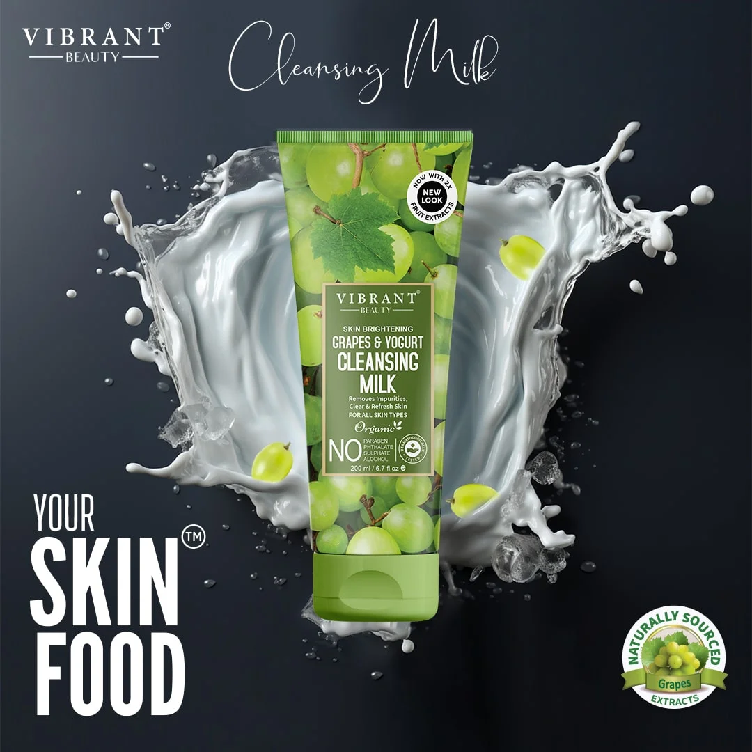 Vibrant Beauty Complete Skincare Combo – Grapes Cleansing Milk + Coconut Exfoliating Scrub + Pineapple Face Wash